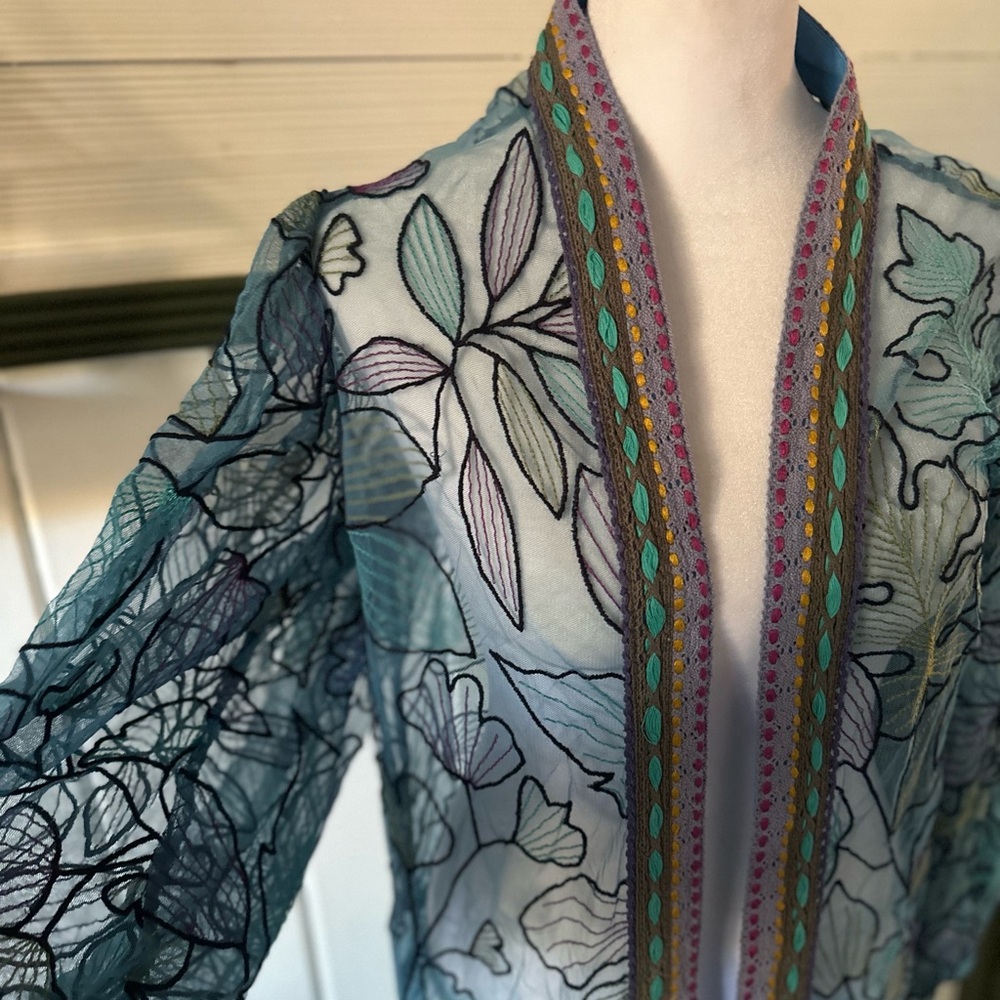 Anthropologie Bl-Nk tulle duster kimono jacket, BNWT - Picture 6 of 11